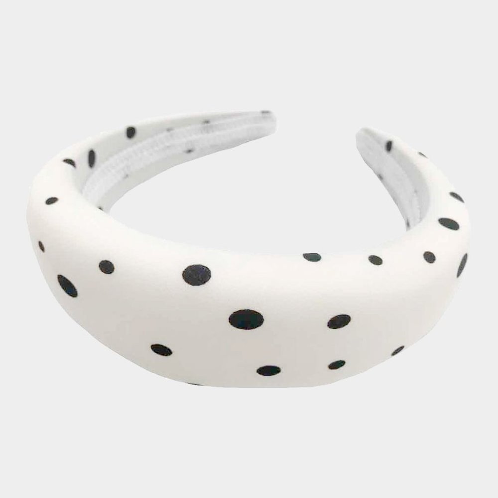New White Polka Dot Padded Headband